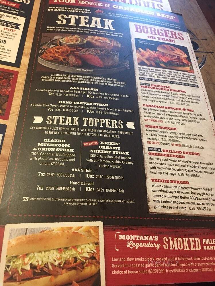 Montana's Cookhouse Bar & Grill - Ottawa, ON menu_pic