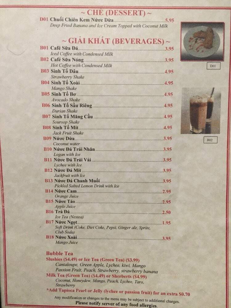 Pho Mi Bo Ga - Ottawa, ON menu_pic