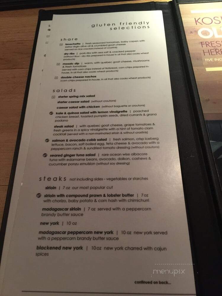 Moxie's Classic Grill - Vaughan, ON menu_pic