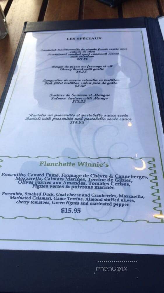 Winnie Bar Restaurant - Montreal, QC menu_pic