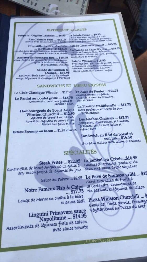 Winnie Bar Restaurant - Montreal, QC menu_pic