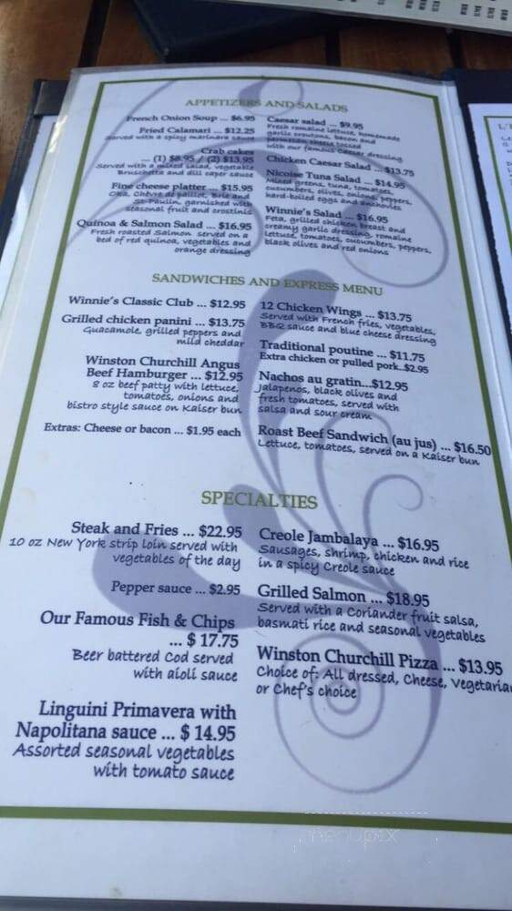 Winnie Bar Restaurant - Montreal, QC menu_pic