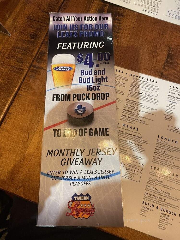 Legends Tavern - Saint Thomas, ON menu_pic