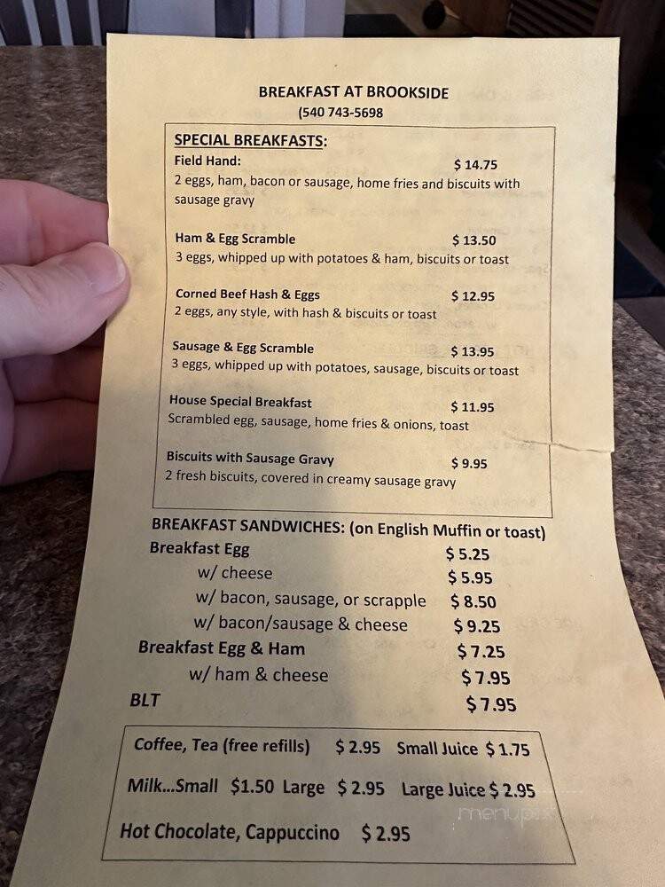 Brookside Restaurant - Neguac, NB menu_pic