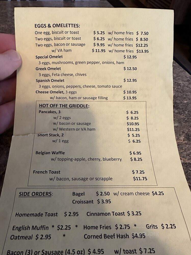 Brookside Restaurant - Neguac, NB menu_pic