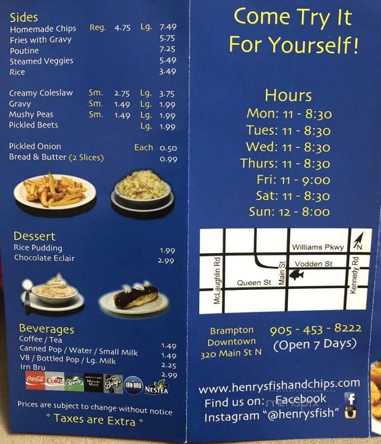 Henry's Fish & Chips - Brampton, ON menu_pic