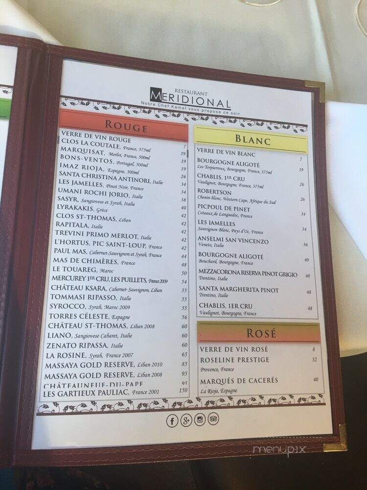 Restaurant Meridional - Longueuil, QC menu_pic