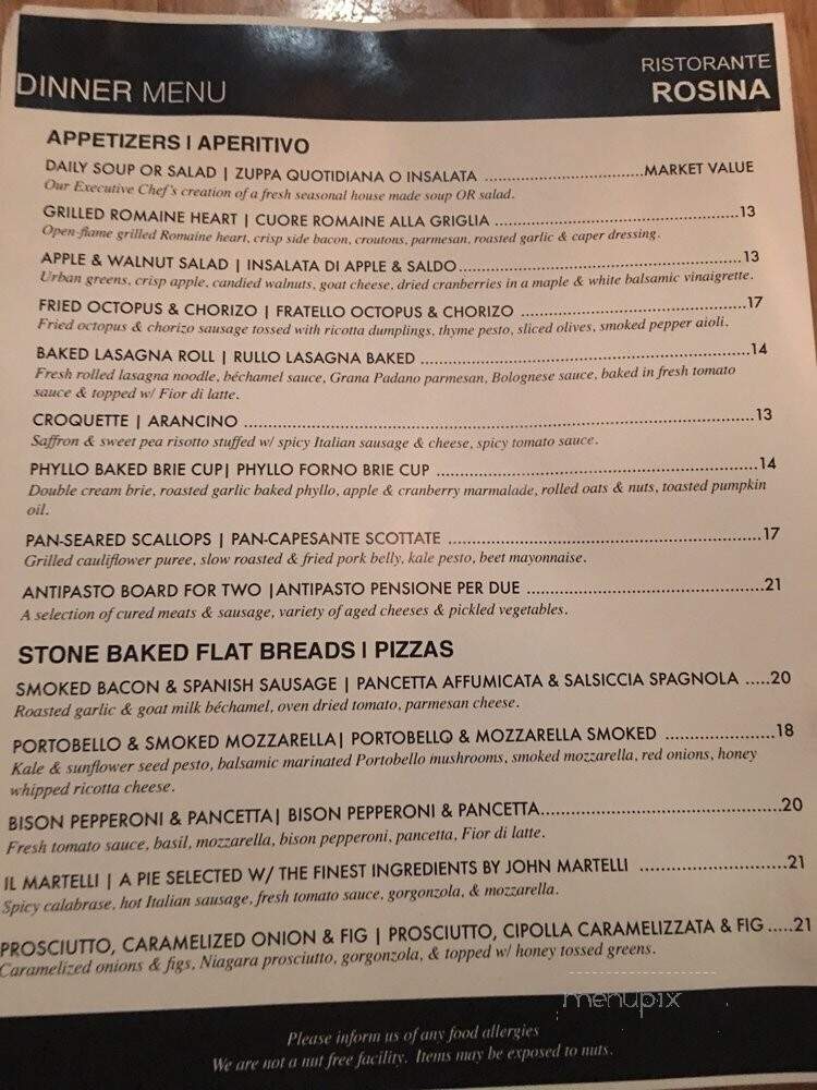 Rosina - Saugeen Shores, ON menu_pic