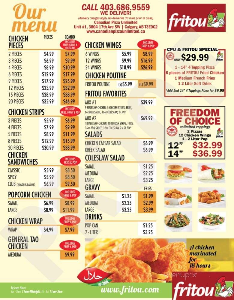 Canadian Pizza Unlimited - Calgary, AB menu_pic