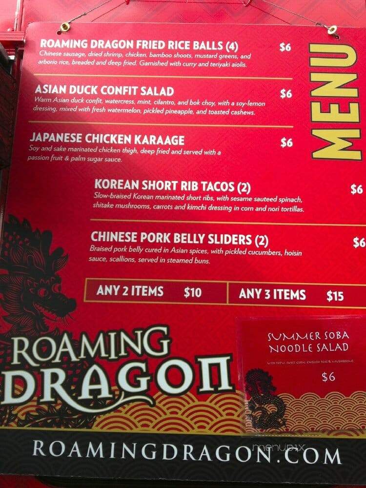 Roaming Dragon Food Truck - Vancouver, BC menu_pic