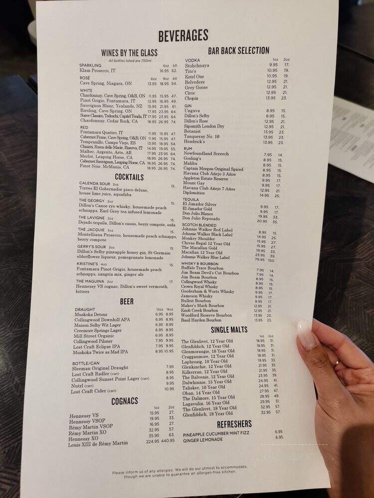 Oliver & Bonacini Cafe Grill - Collingwood, ON menu_pic