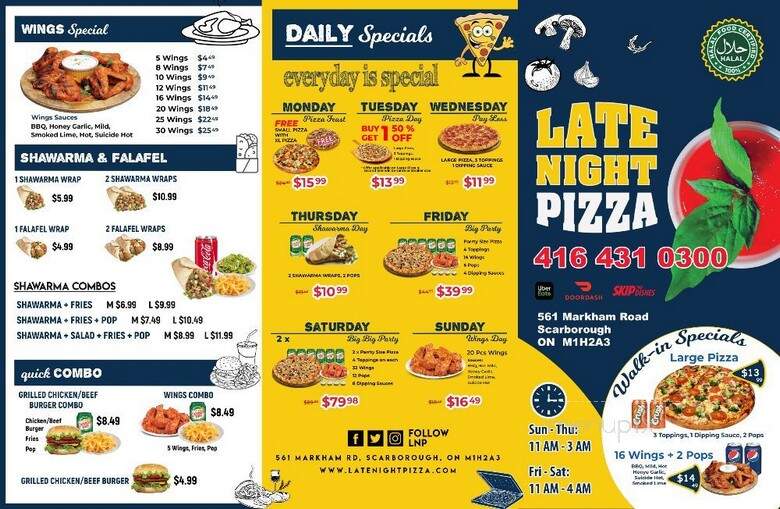 Halal Pizza Time & Restaurant - Scarborough, ON menu_pic