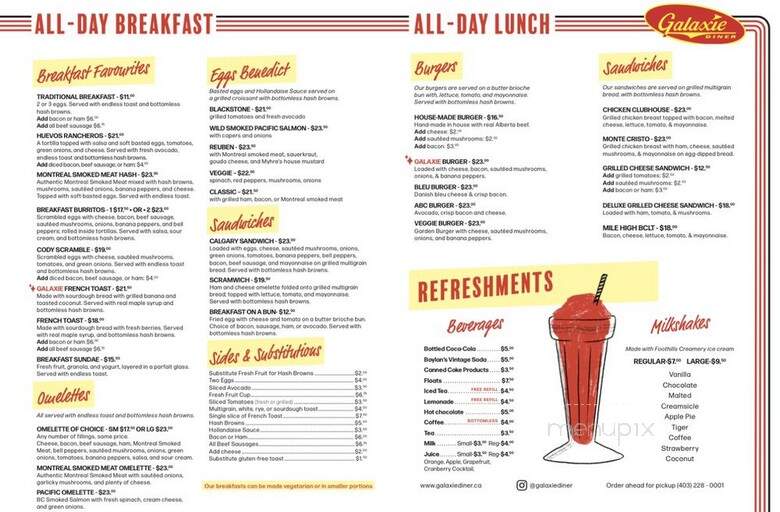 Galaxie Diner - Calgary, AB menu_pic