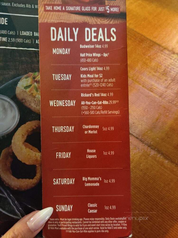 Montana's Cookhouse Bar & Grill - Toronto, ON menu_pic