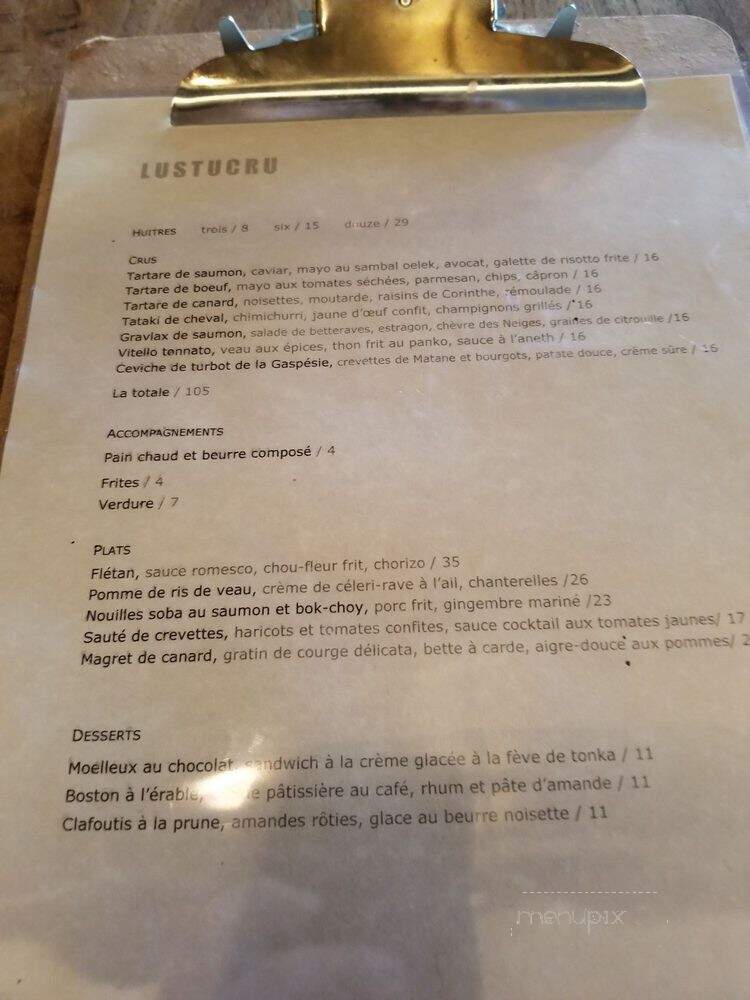 Bistro Lustucru - Montreal, QC menu_pic