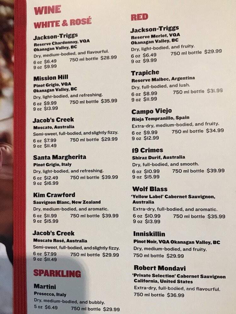Boston Pizza - Langley, BC menu_pic