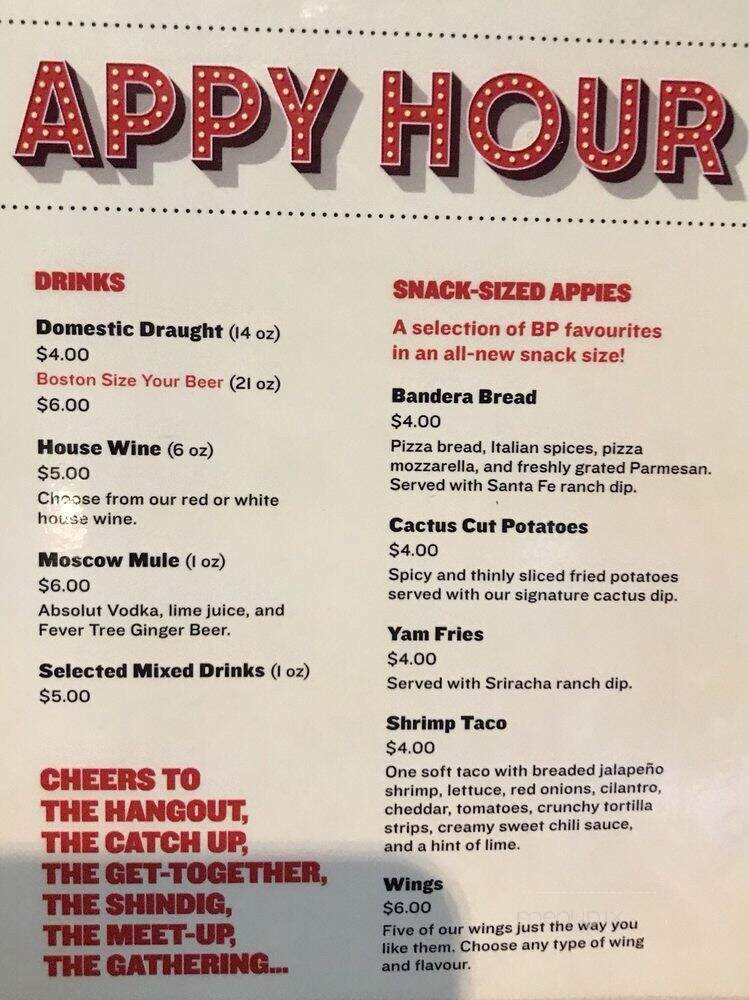 Boston Pizza - Langley, BC menu_pic