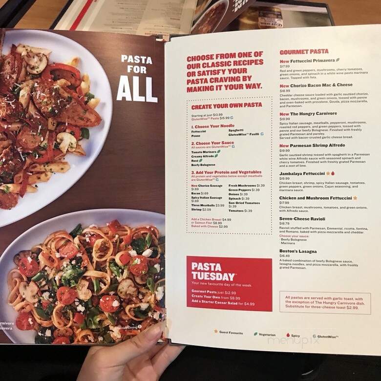 Boston Pizza - Langley, BC menu_pic