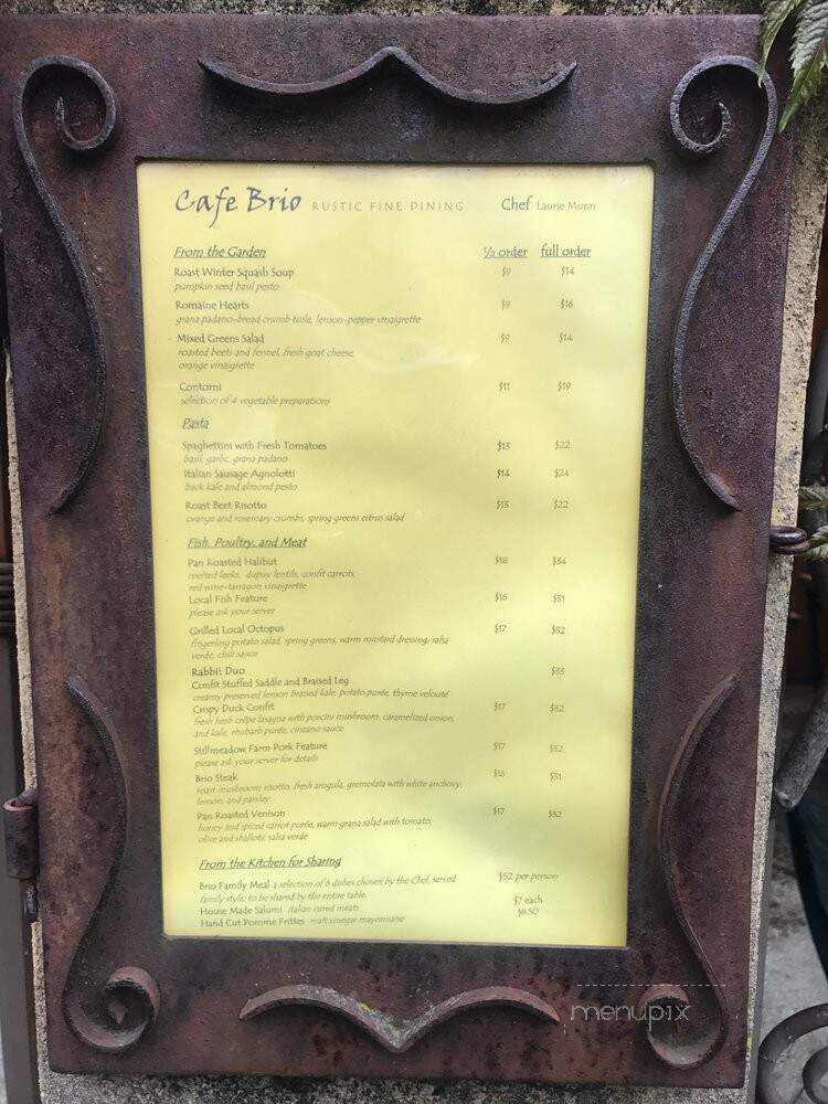Cafe Brio - Victoria, BC menu_pic
