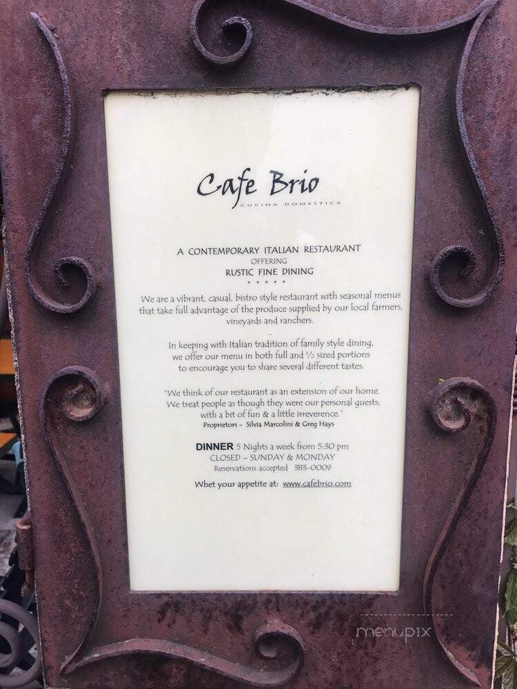 Cafe Brio - Victoria, BC menu_pic