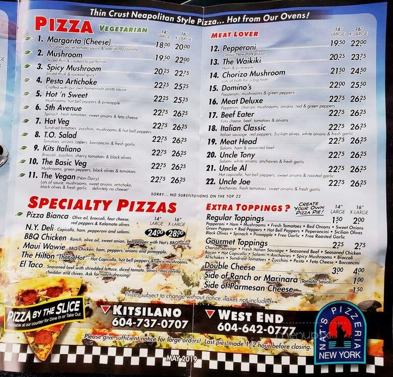 Nat's New York Pizzeria - Vancouver, BC menu_pic