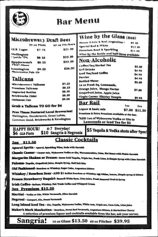 Bella's Bistro at Free Times Cafe - Toronto, ON menu_pic