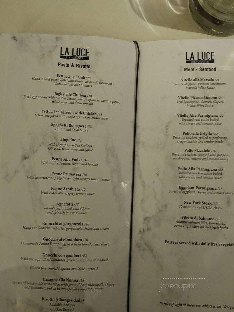 La Luce Ristorante - Toronto, ON menu_pic