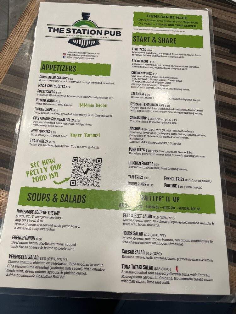 Station Neighbourhood Pub & Eatery - Invermere, BC menu_pic