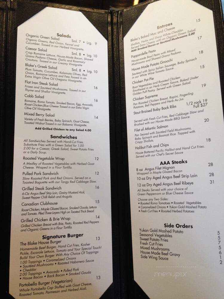The Blake House - Toronto, ON menu_pic