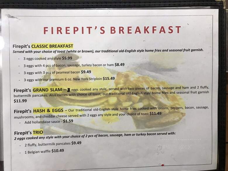 Fire Pit - Mississauga, ON menu_pic