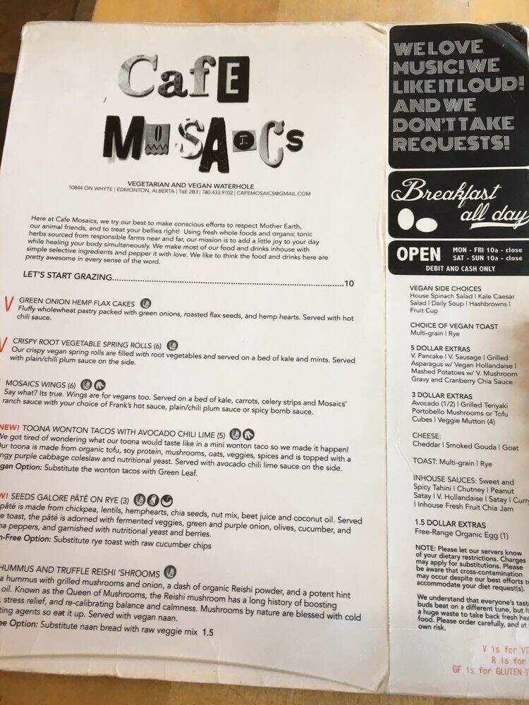 Cafe Mosaics-Garneau - Edmonton, AB menu_pic