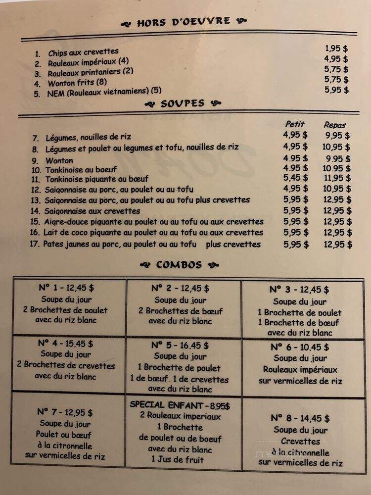 Restaurant Doan Enr - Montreal, QC menu_pic