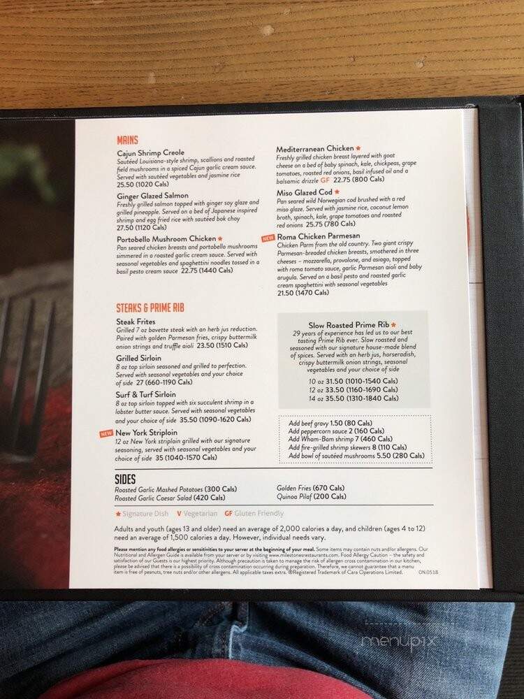 Milestones Grill + Bar - Toronto, ON menu_pic