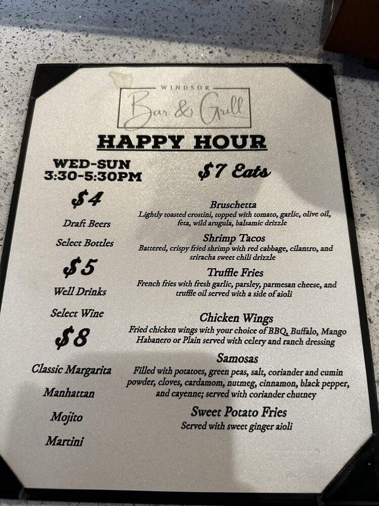 The New Seminole Bar & Grill - Windsor, ON menu_pic