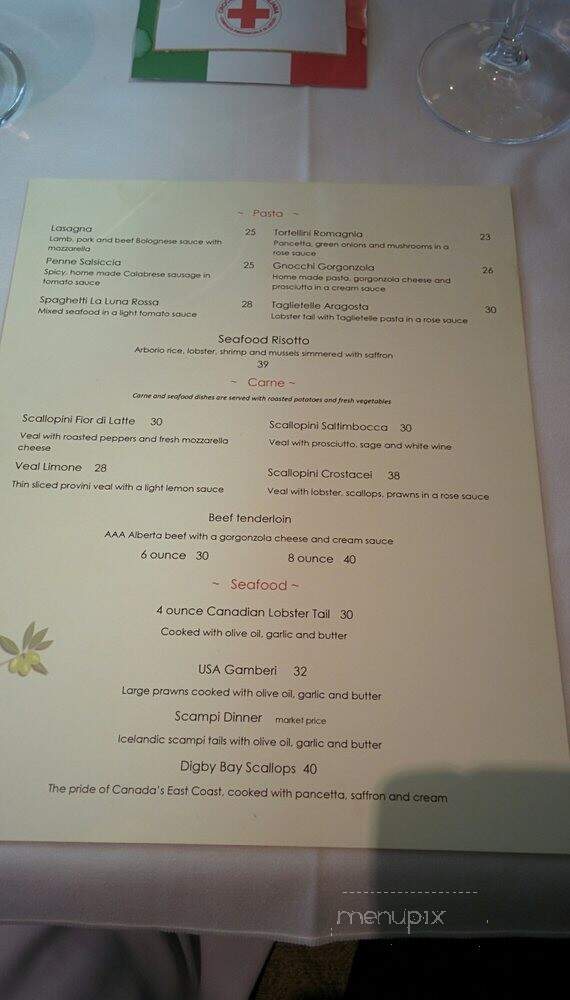 La Luna Rossa Ristorante - Calgary, AB menu_pic