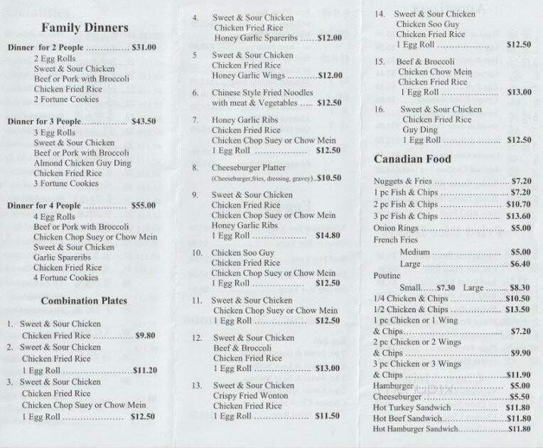 Monroe Take Out - Saint John's, NL menu_pic