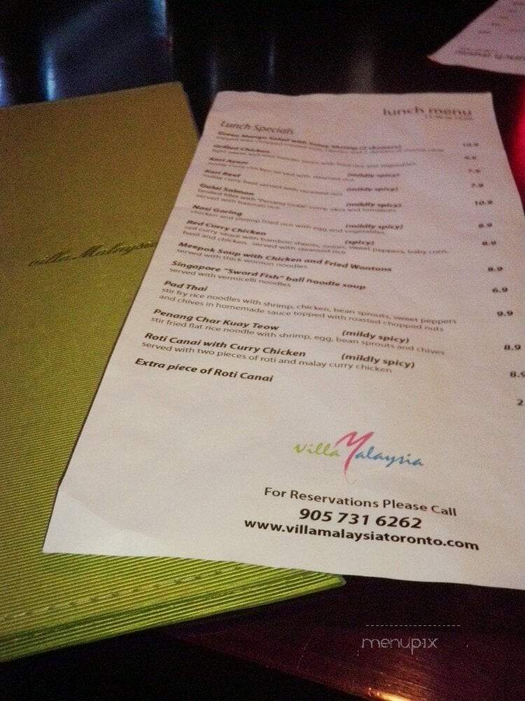 Villa Malaysia - Richmond Hill, ON menu_pic