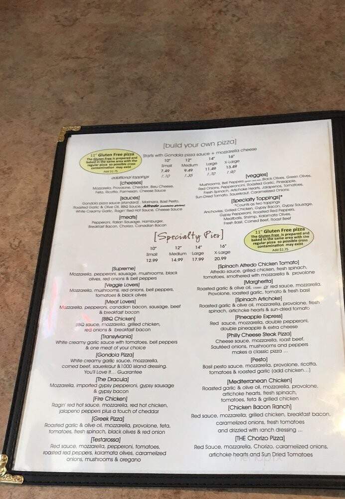 Gondola Pizza Restaurants - Selkirk, MB menu_pic
