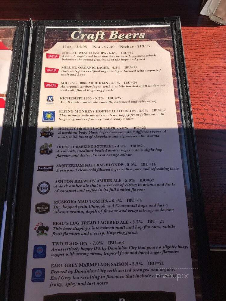 Fox & Feather Pub & Swagman Jack's - Ottawa, ON menu_pic
