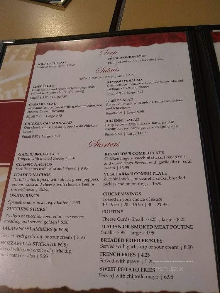 Reynold Restaurant - Ottawa, ON menu_pic