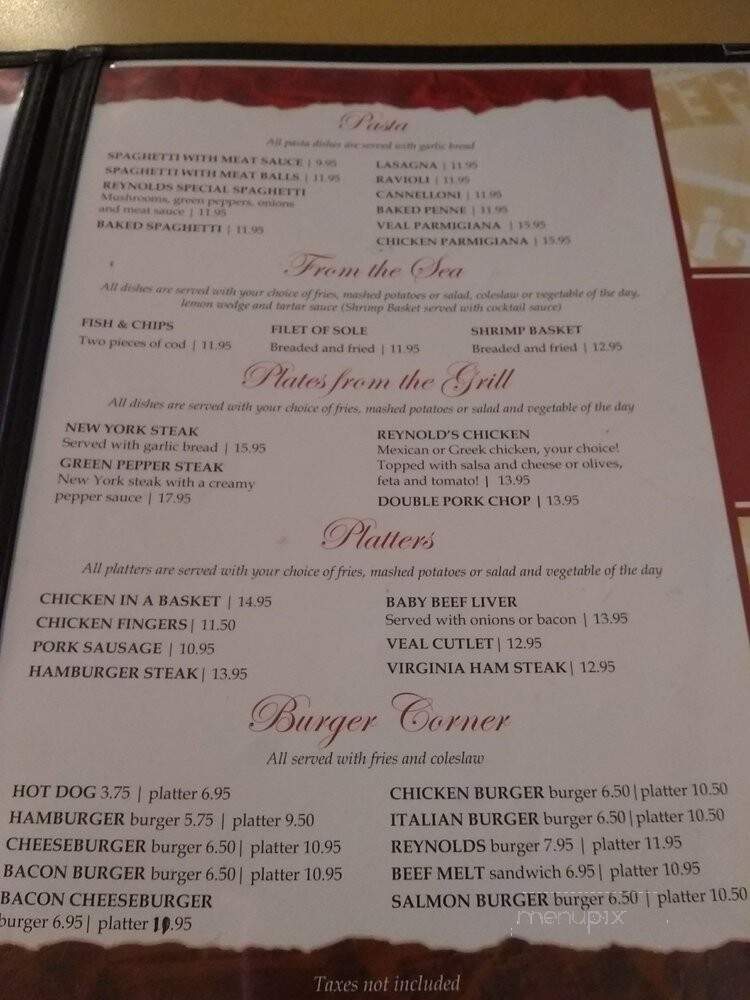 Reynold Restaurant - Ottawa, ON menu_pic
