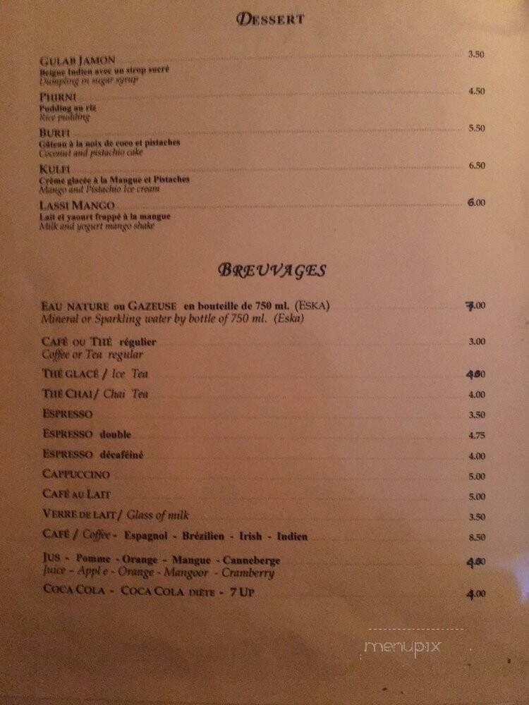 Restaurant Gandhi - Montreal, QC menu_pic