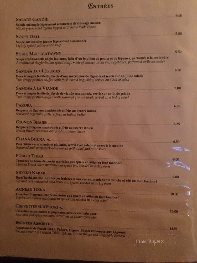 Restaurant Gandhi - Montreal, QC menu_pic
