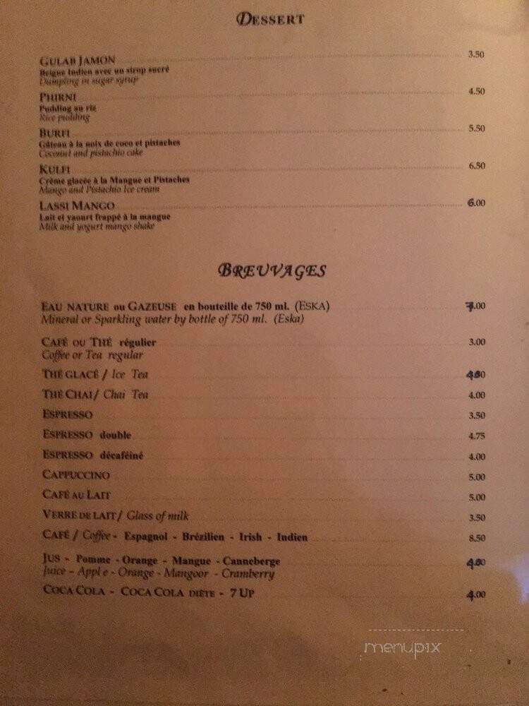 Restaurant Gandhi - Montreal, QC menu_pic