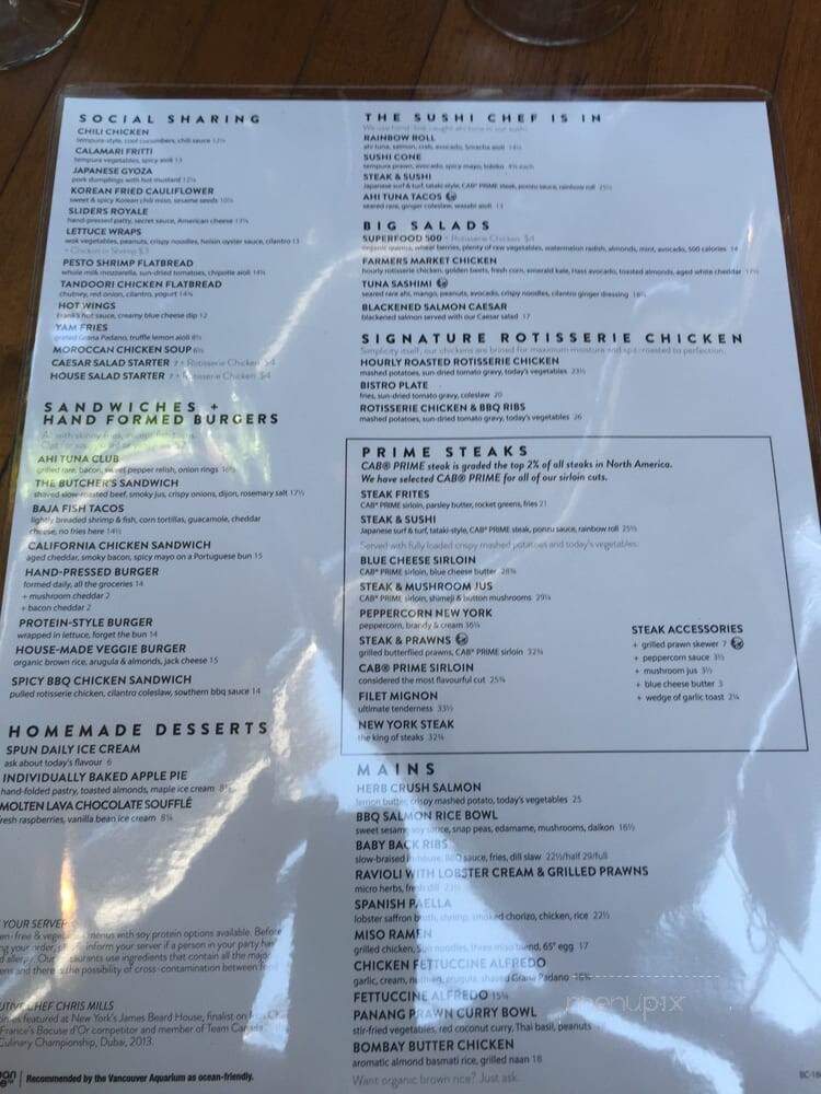 Joey's Only Seafood Restaurants - Kelowna, BC menu_pic