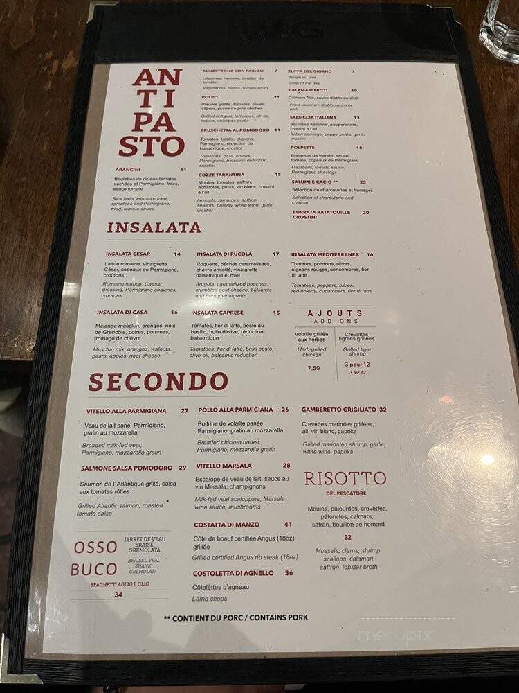 Weinstein & Gavino's Pasta Bar - Montreal, QC menu_pic