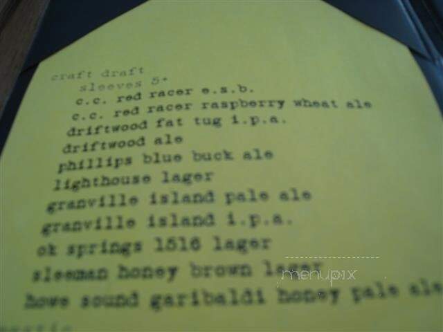 Darby's Pub - Vancouver, BC menu_pic