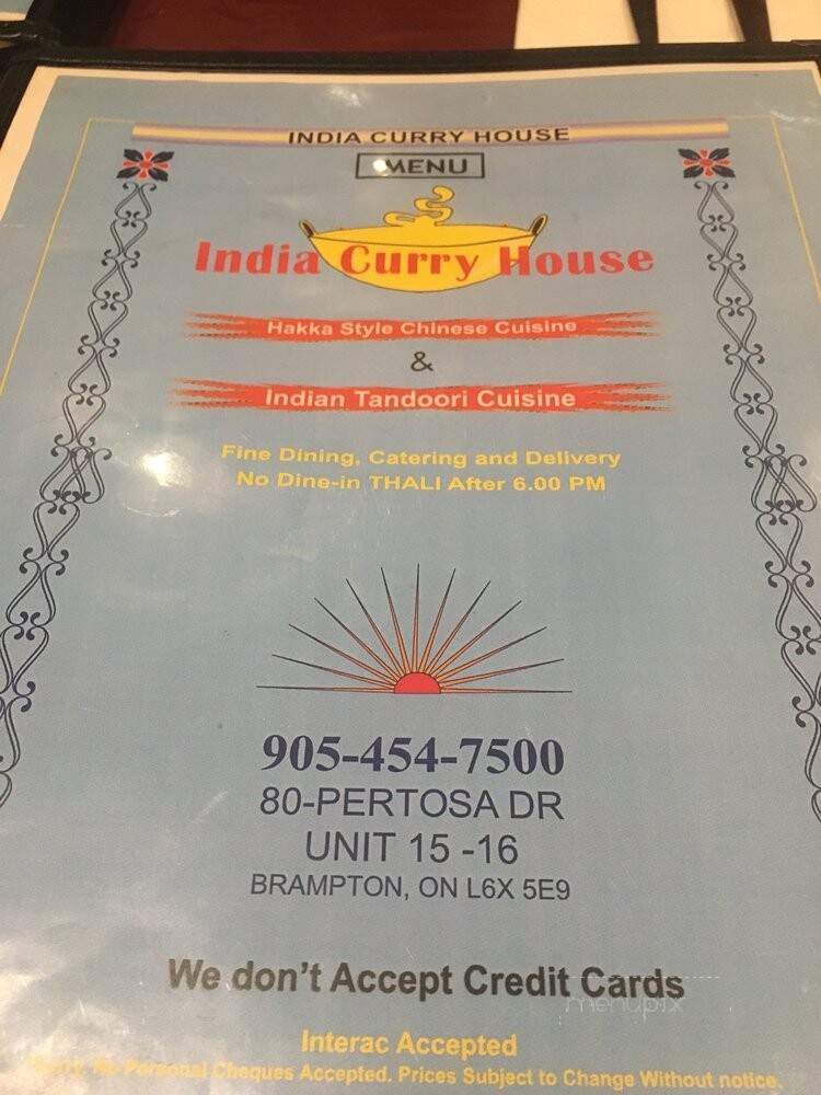 India Curry House - Brampton, ON menu_pic