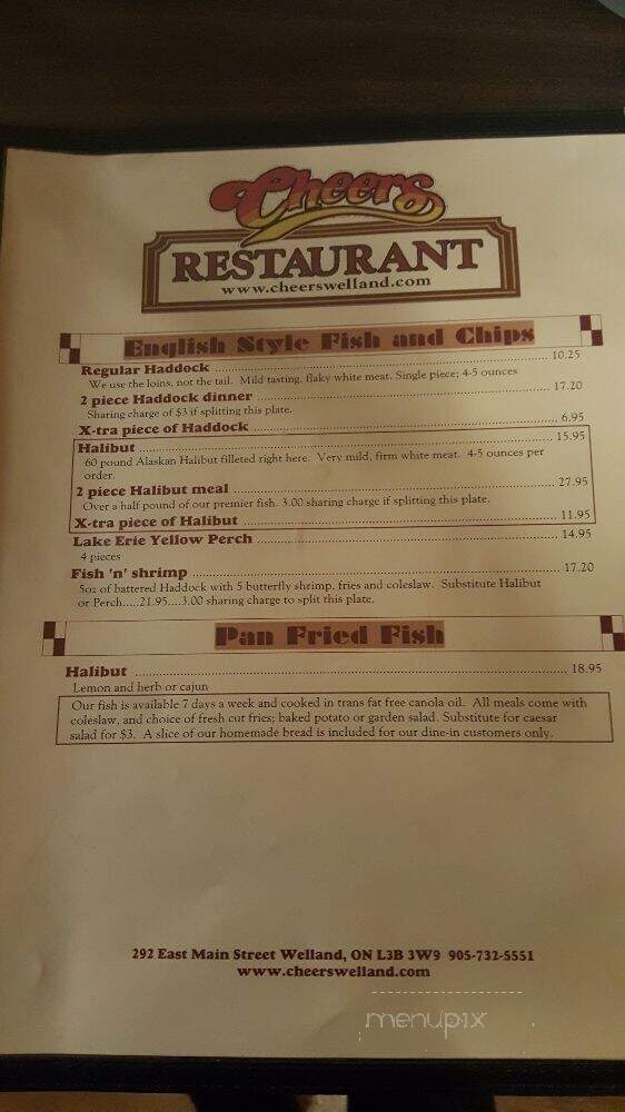 Cheers Restaurant - Welland, ON menu_pic