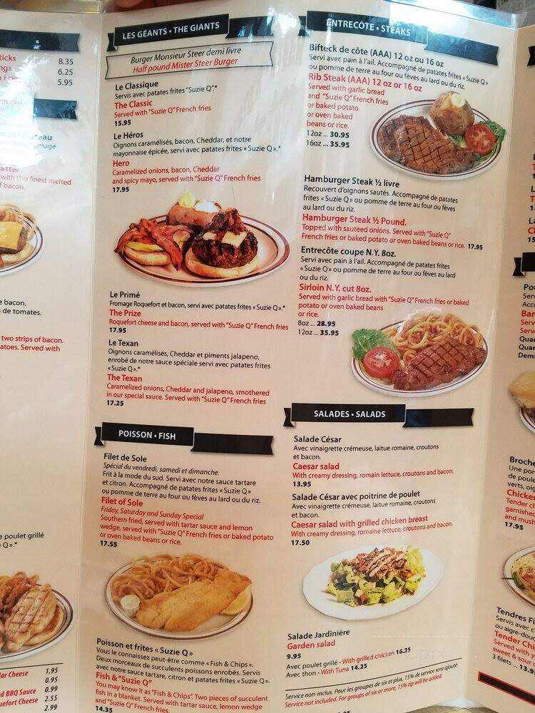 Mister Steer Restaurant - Montreal, QC menu_pic